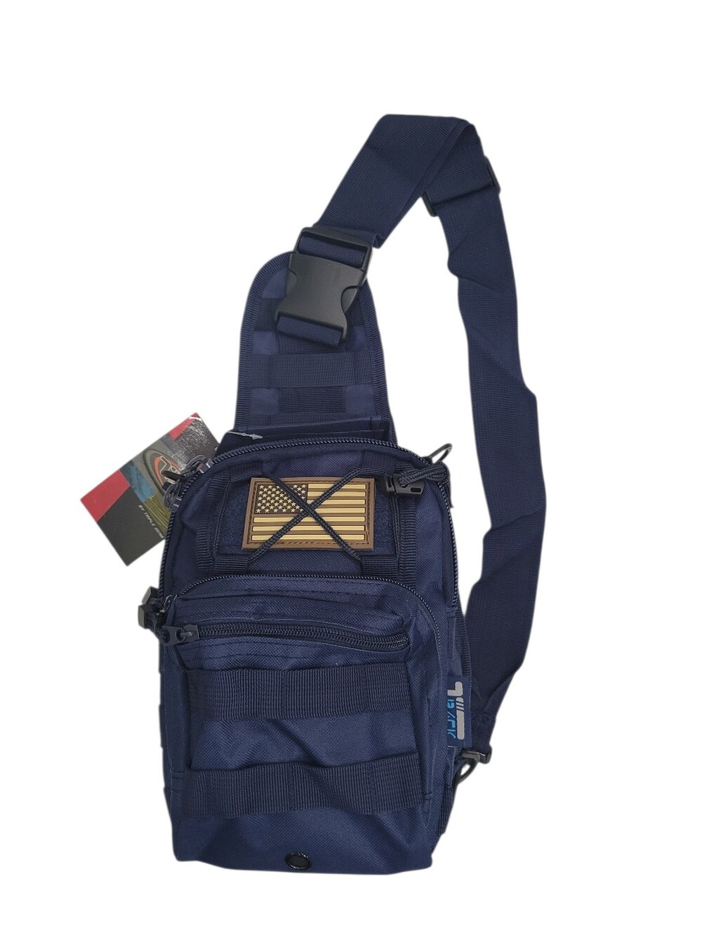 NEW! Navy Blue Tactical Sling /Crossbody Bag with American Flag Patch